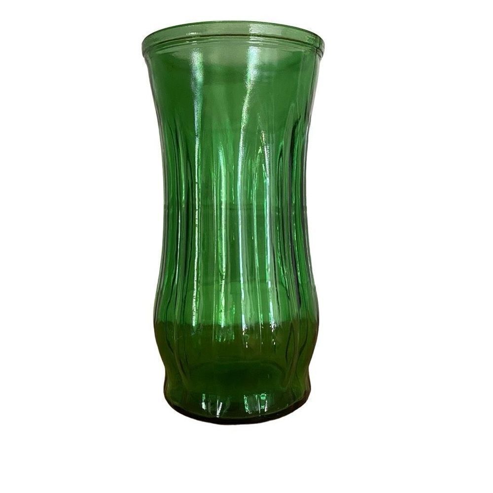Vintage Pacific Coast Glass Green Glass Vase Wide Opening